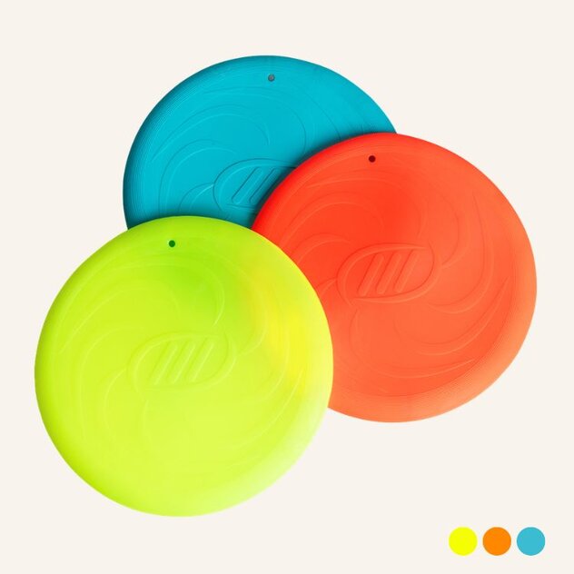 Soft Frisbee schwimmfähiges Spielzeug in Neongelb, Orange und Türkis