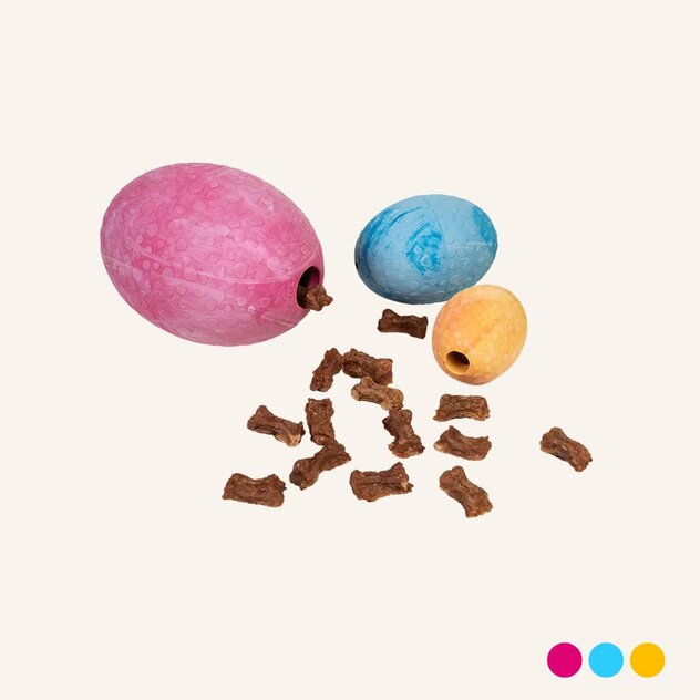 Hunde-Straußenei befüllbar in den Farben Aqua, Himbeer und Mango