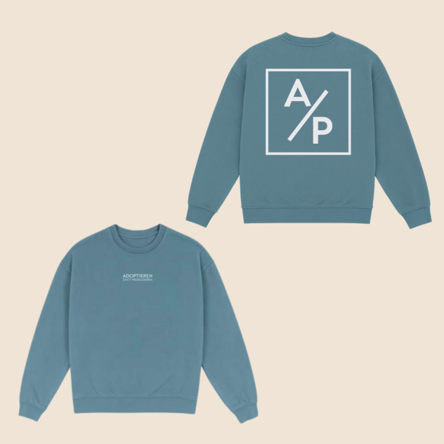 Sweater Unisex "ADOPTIEREN STATT PRODUZIEREN" in Eisblau