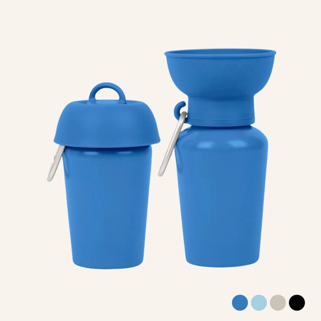 Reise Wasserflasche mit Napf in Blau