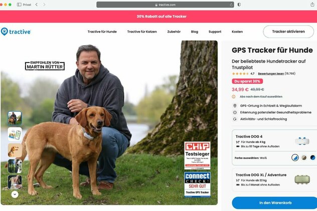 Website GPS & Health Tracker von tractive